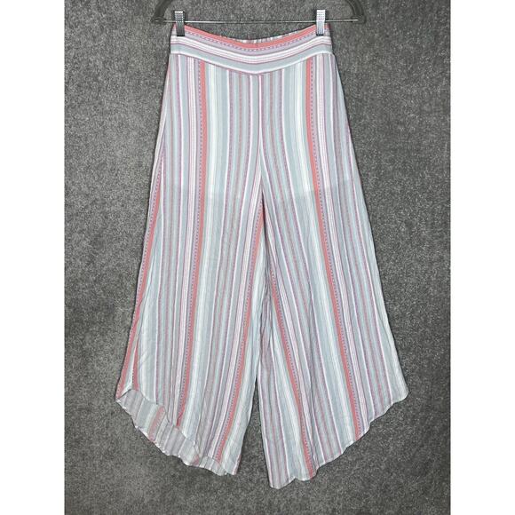 Mi Ami Kelly Striped Wide Leg Asymmetrical Hem Pants Womens Size Medium Rayon - Picture 1 of 9